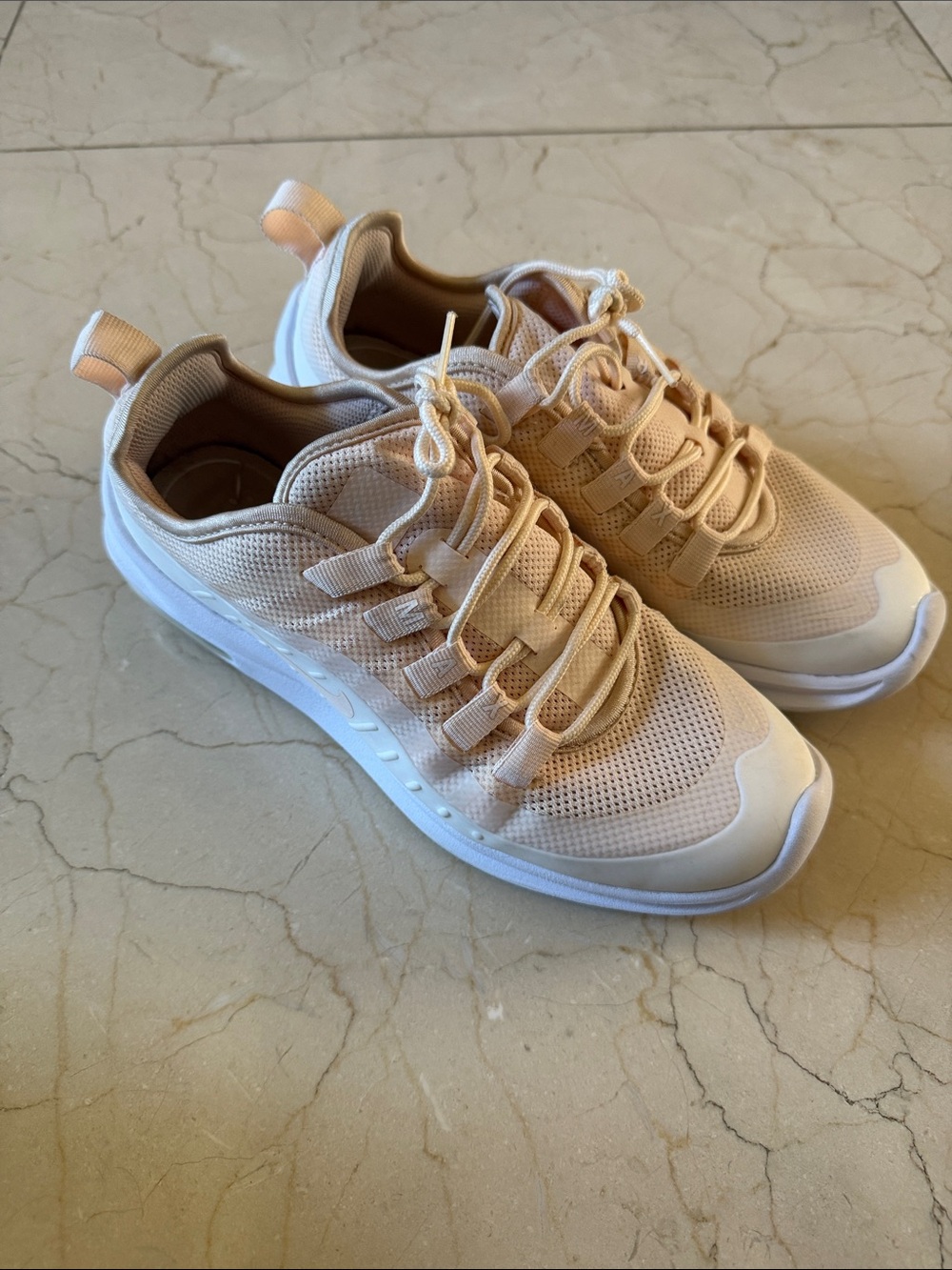 Nike Light Peach and White Air-Cushioned Sneakers